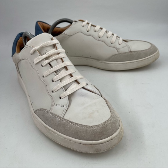 Vittorio Russo Mens Remington-SZ 11-Soft White Blue Leather Lace-Up Sneaker Shoe main image 4